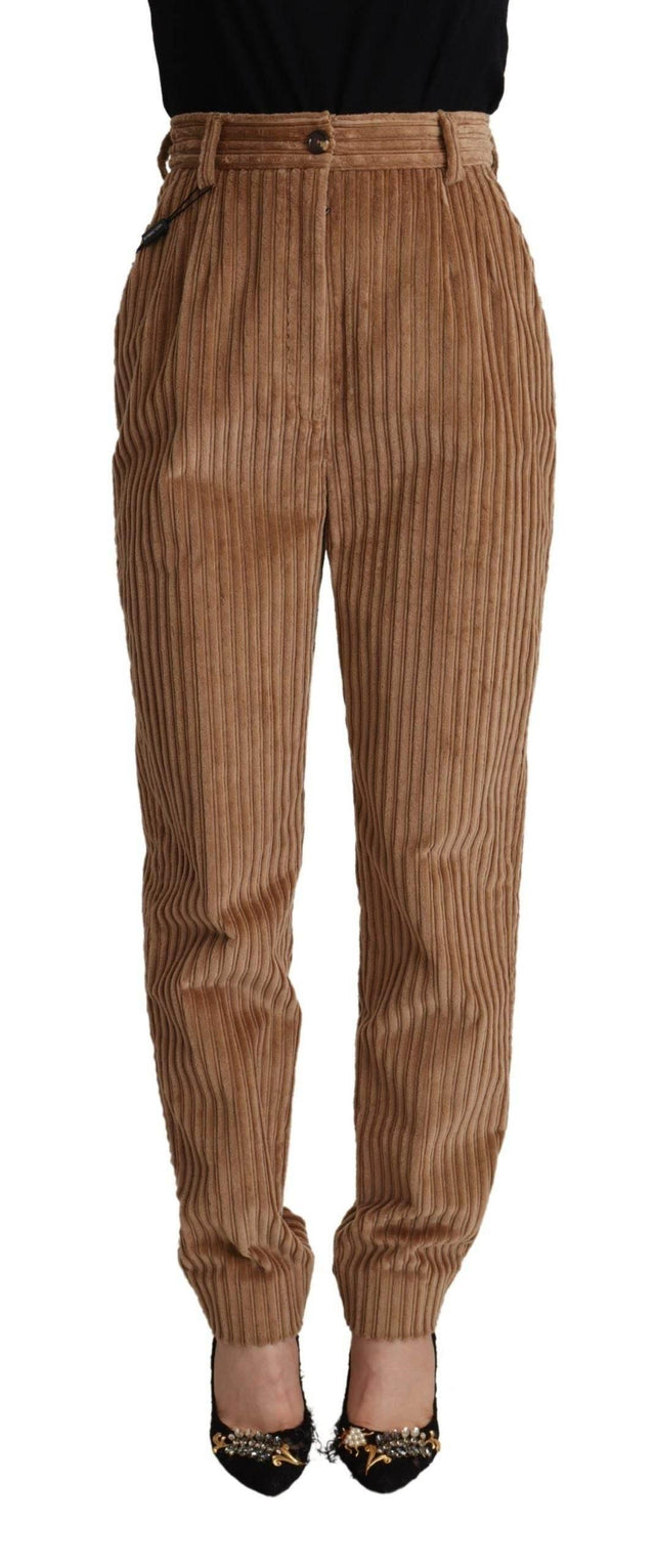 Dolce & Gabbana Brown Corduroy Cotton Trouser Tapered Pants - Hilstor