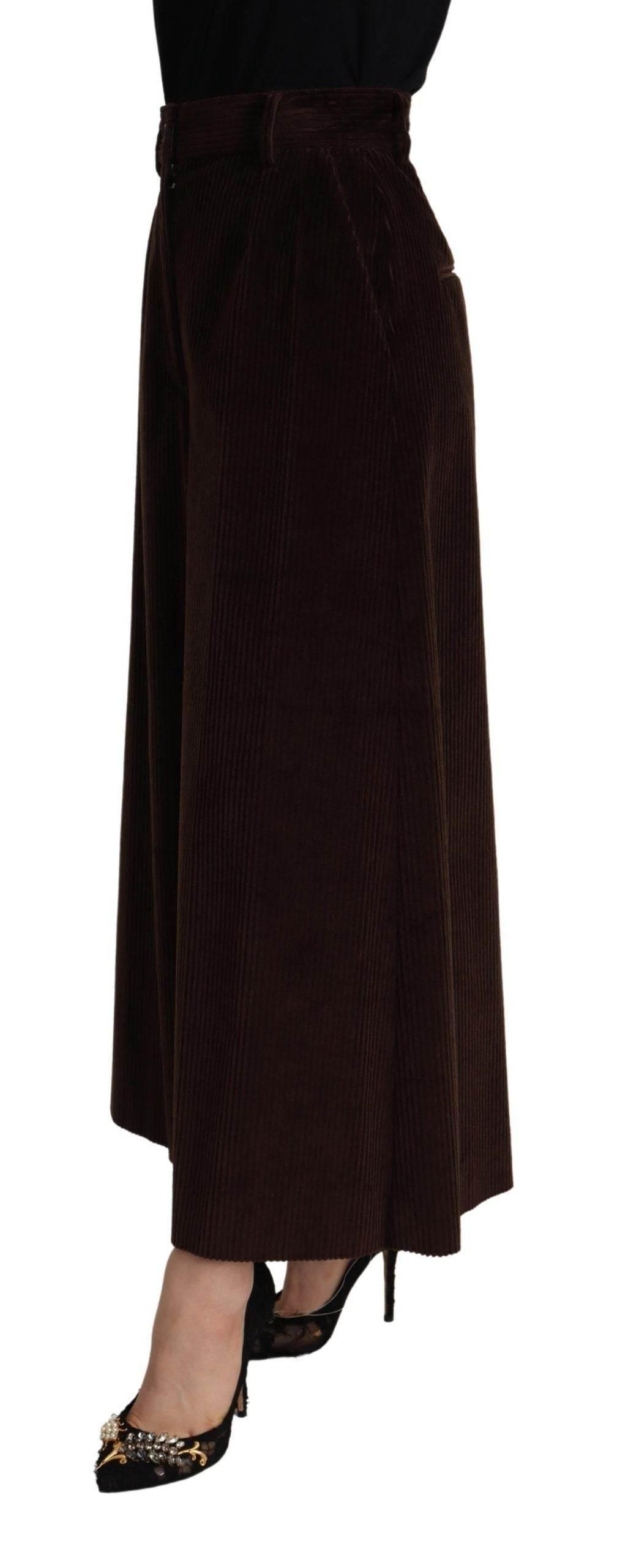 Dolce & Gabbana Bordeaux Corduroy Cotton Trouser Wide Leg Pants - Hilstor