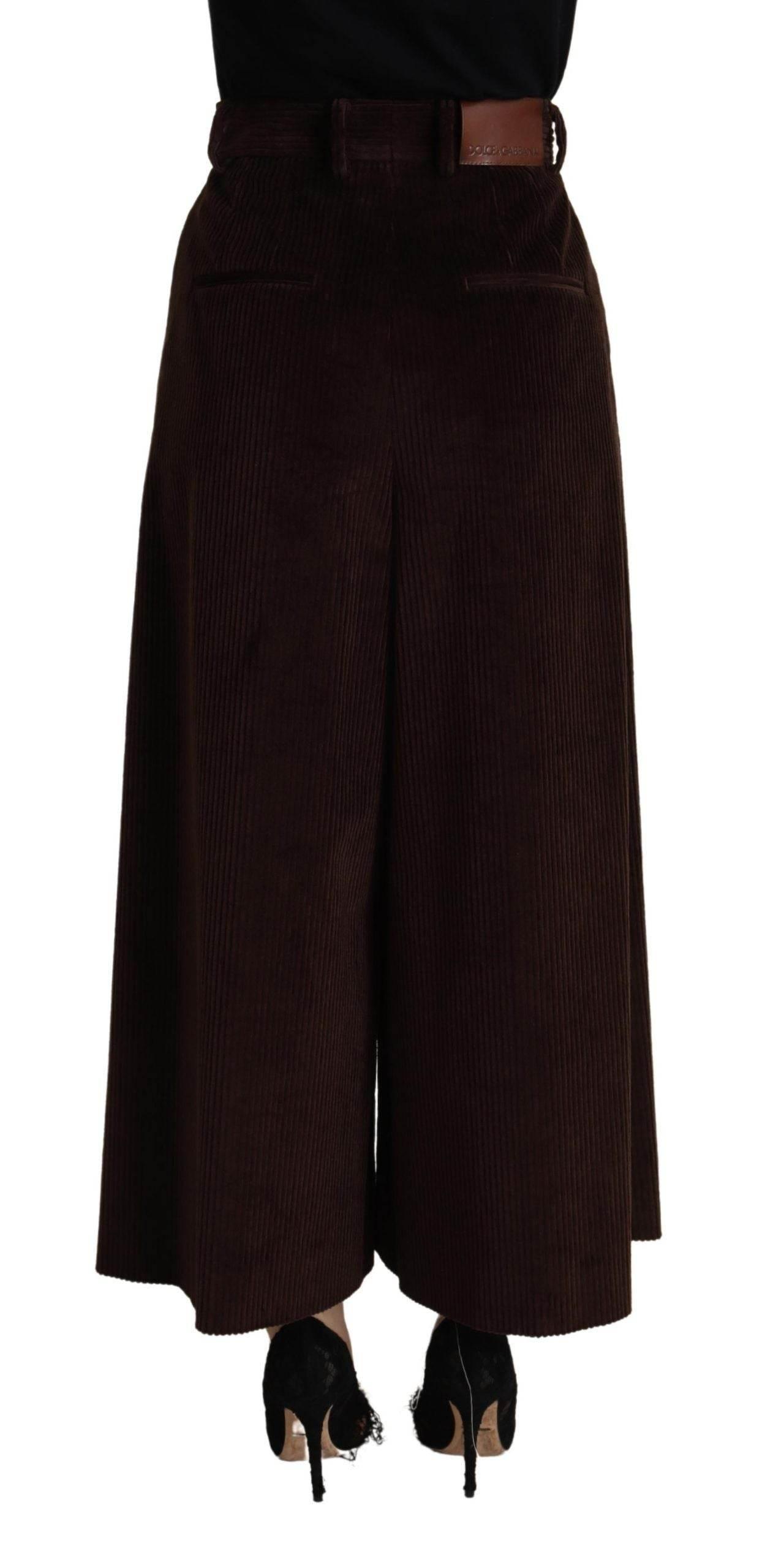 Dolce & Gabbana Bordeaux Corduroy Cotton Trouser Wide Leg Pants - Hilstor