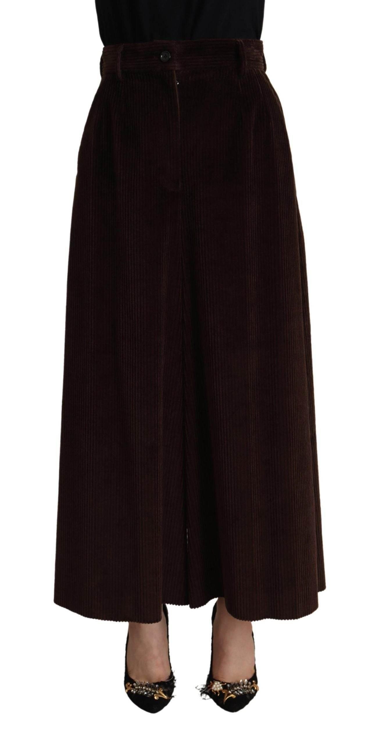 Dolce & Gabbana Bordeaux Corduroy Cotton Trouser Wide Leg Pants - Hilstor