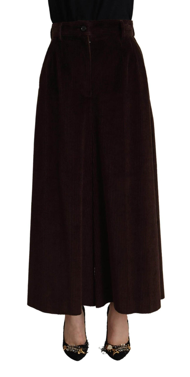 Dolce & Gabbana Bordeaux Corduroy Cotton Trouser Wide Leg Pants - Hilstor