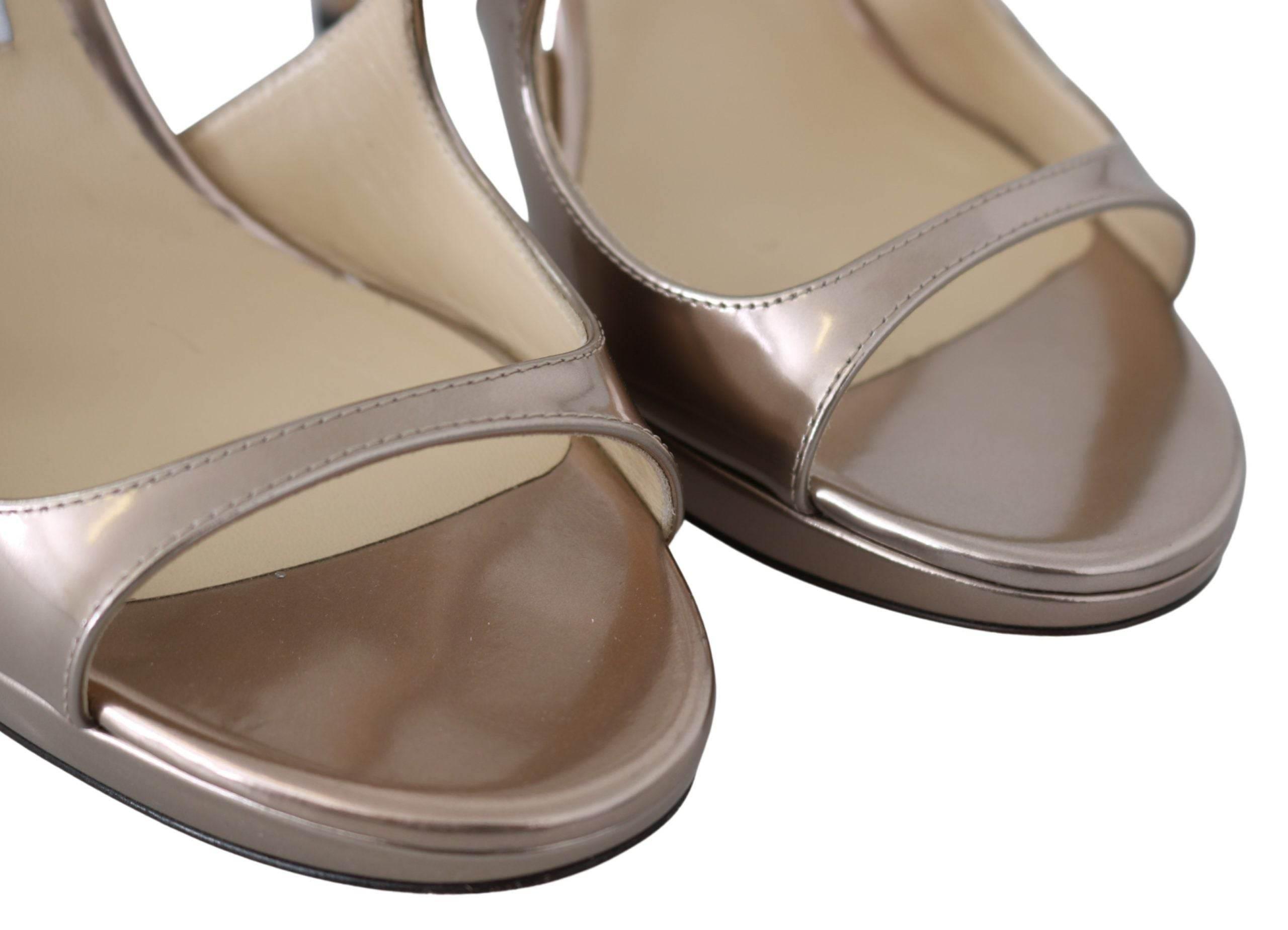 Jimmy Choo Ballet Pink Liquid Mirror Leather Sandals - Hilstor
