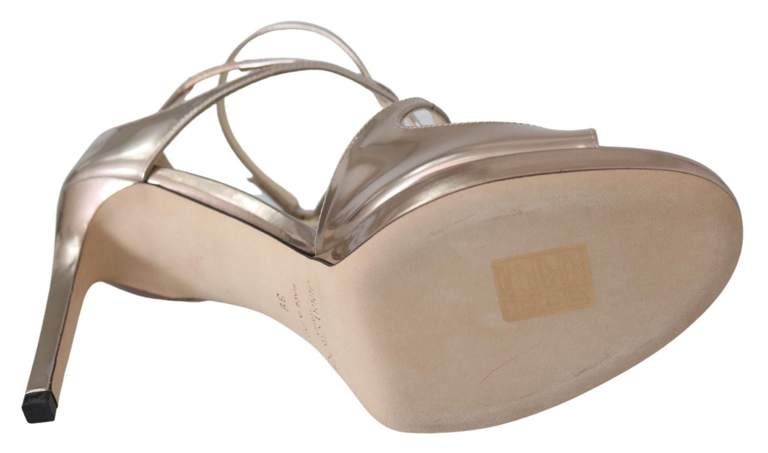 Jimmy Choo Ballet Pink Liquid Mirror Leather Sandals - Hilstor