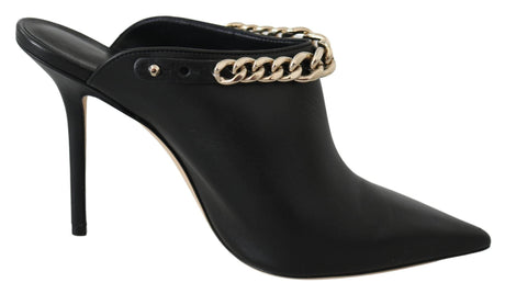 Jimmy Choo Elegant Black Gold Leather Pumps - Hilstor