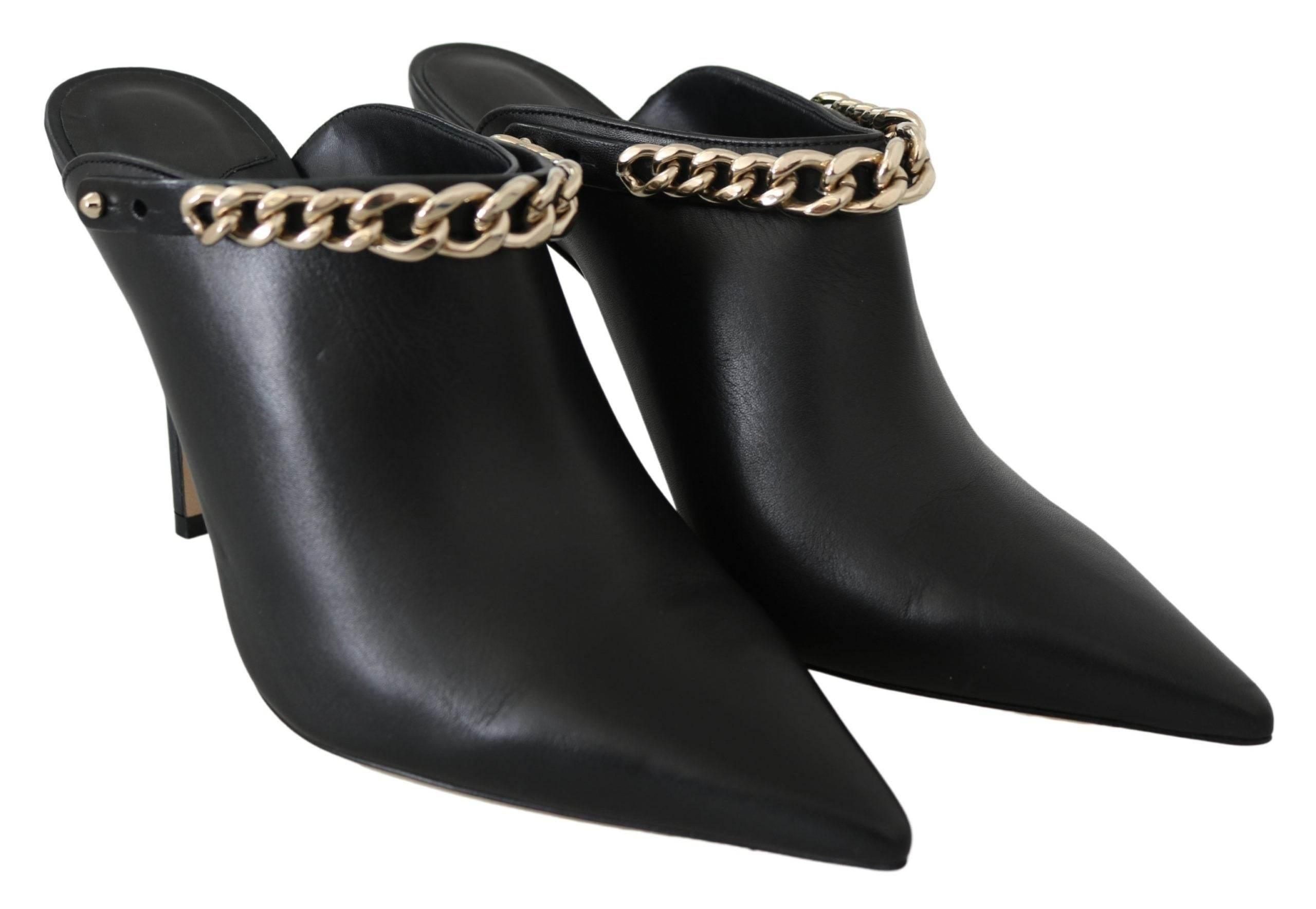 Jimmy Choo Elegant Black Gold Leather Pumps - Hilstor