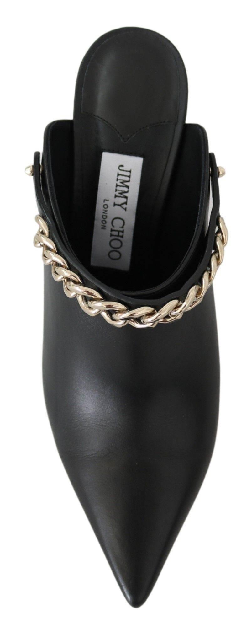 Jimmy Choo Elegant Black Gold Leather Pumps - Hilstor