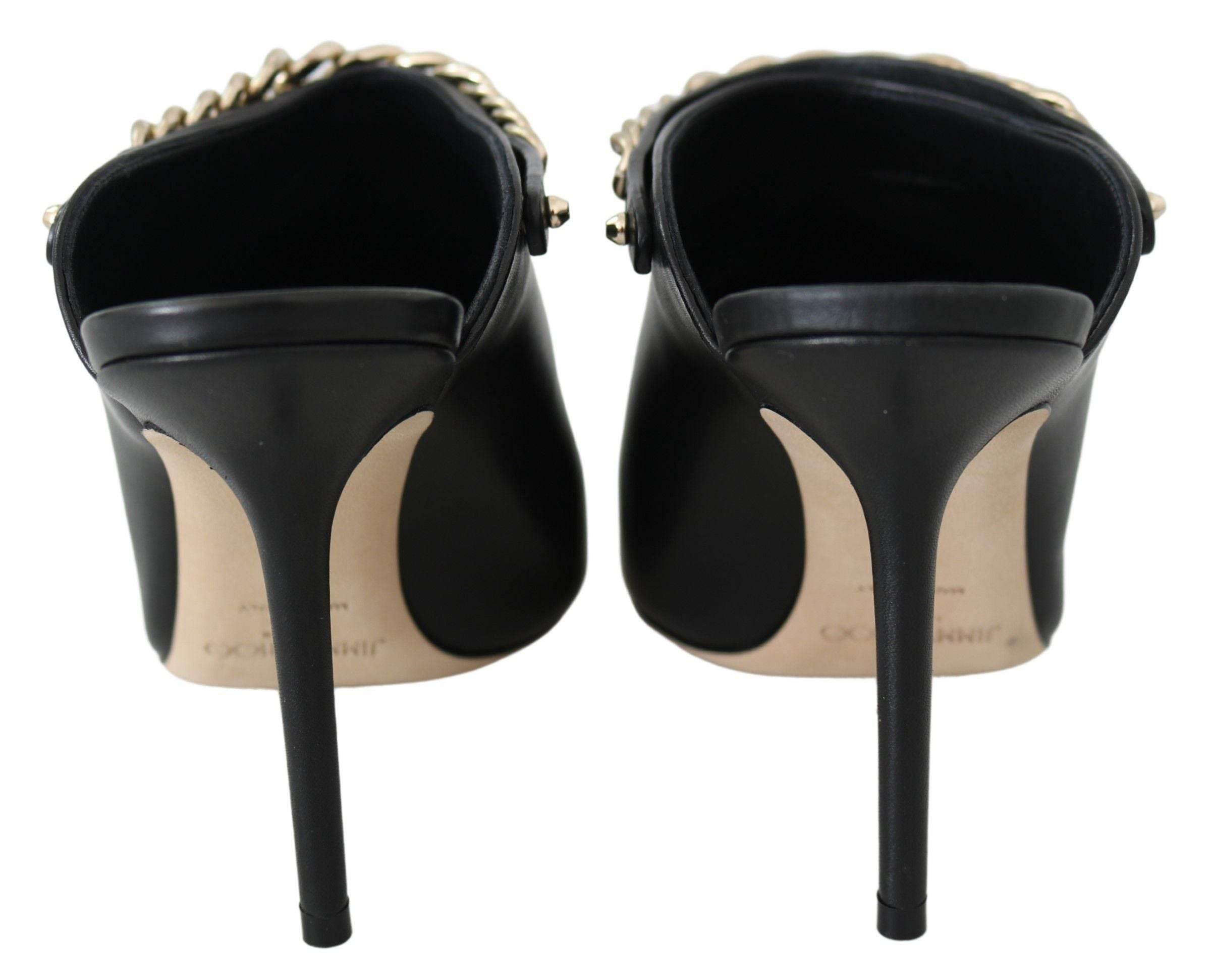 Jimmy Choo Elegant Black Gold Leather Pumps - Hilstor
