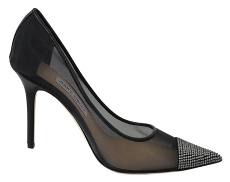 Jimmy Choo Elegant Black Mesh Crystal Pumps - Hilstor