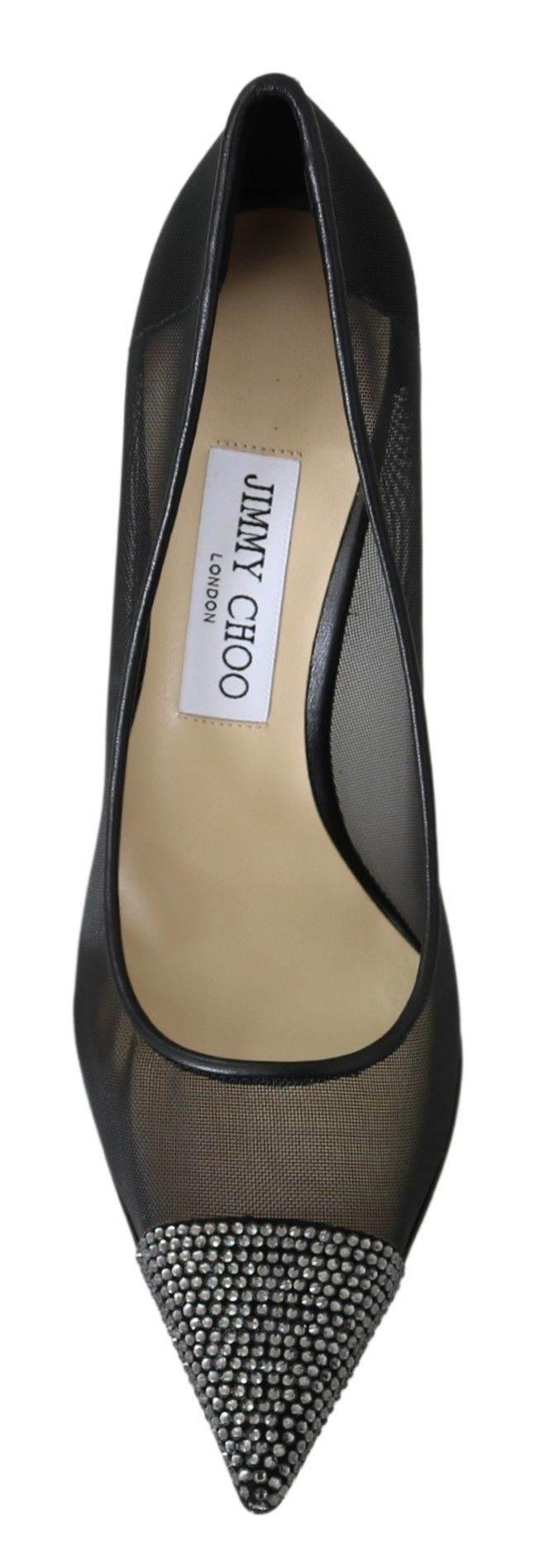 Jimmy Choo Elegant Black Mesh Crystal Pumps - Hilstor