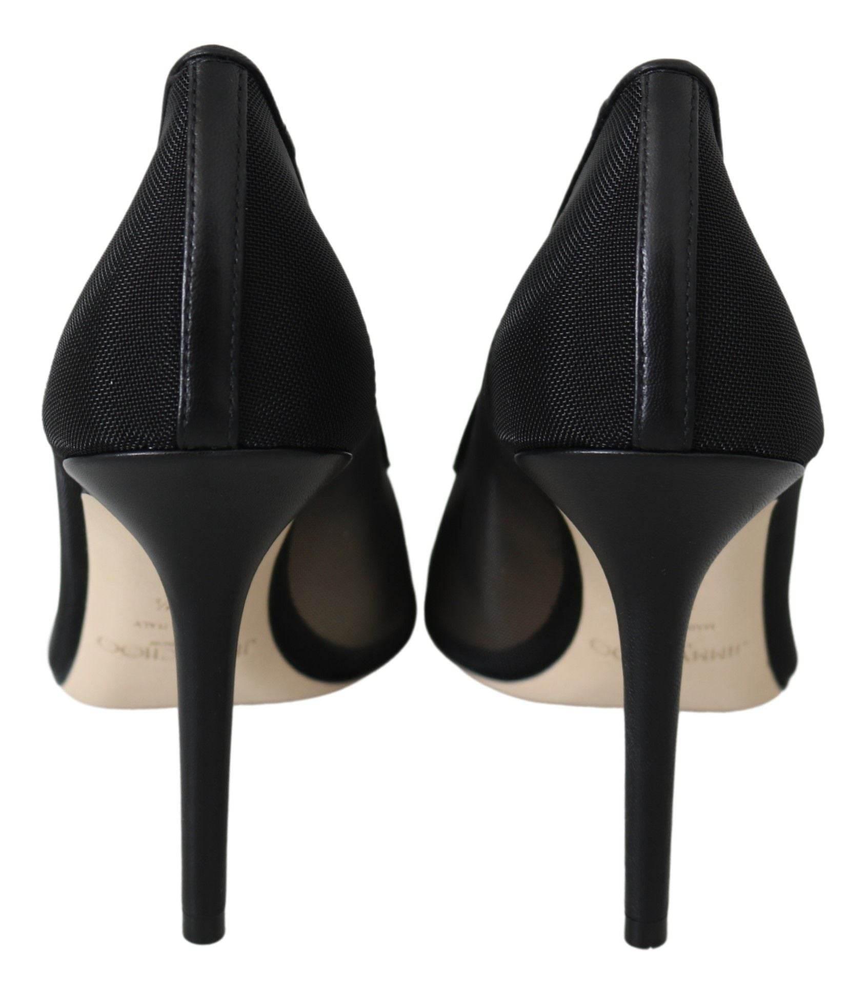 Jimmy Choo Elegant Black Mesh Crystal Pumps - Hilstor