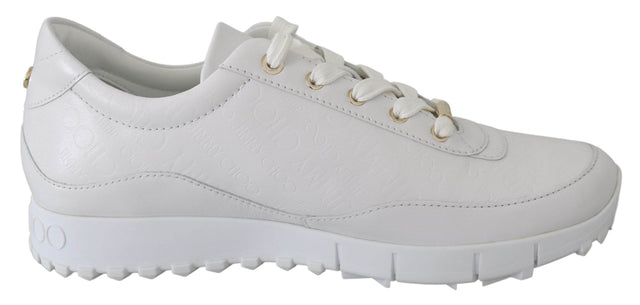 Jimmy Choo Elegant White Leather Sneakers - Hilstor