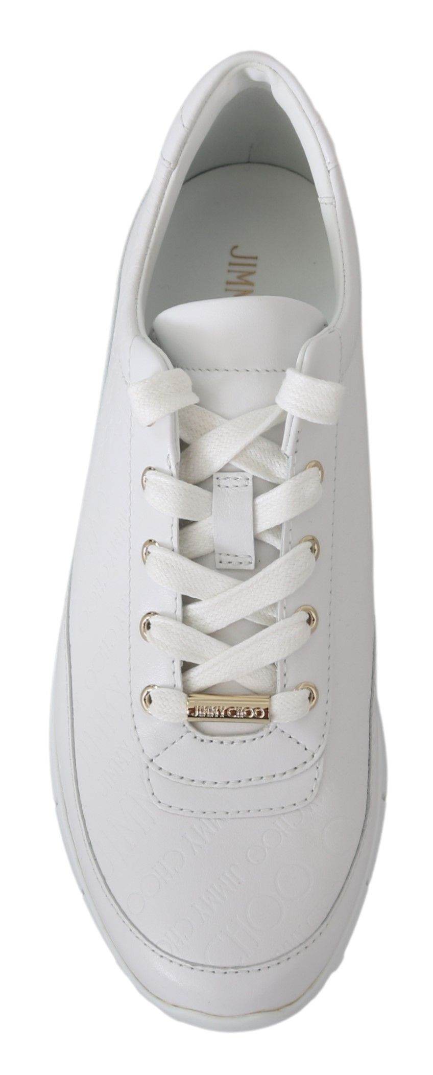 Jimmy Choo Elegant White Leather Sneakers - Hilstor