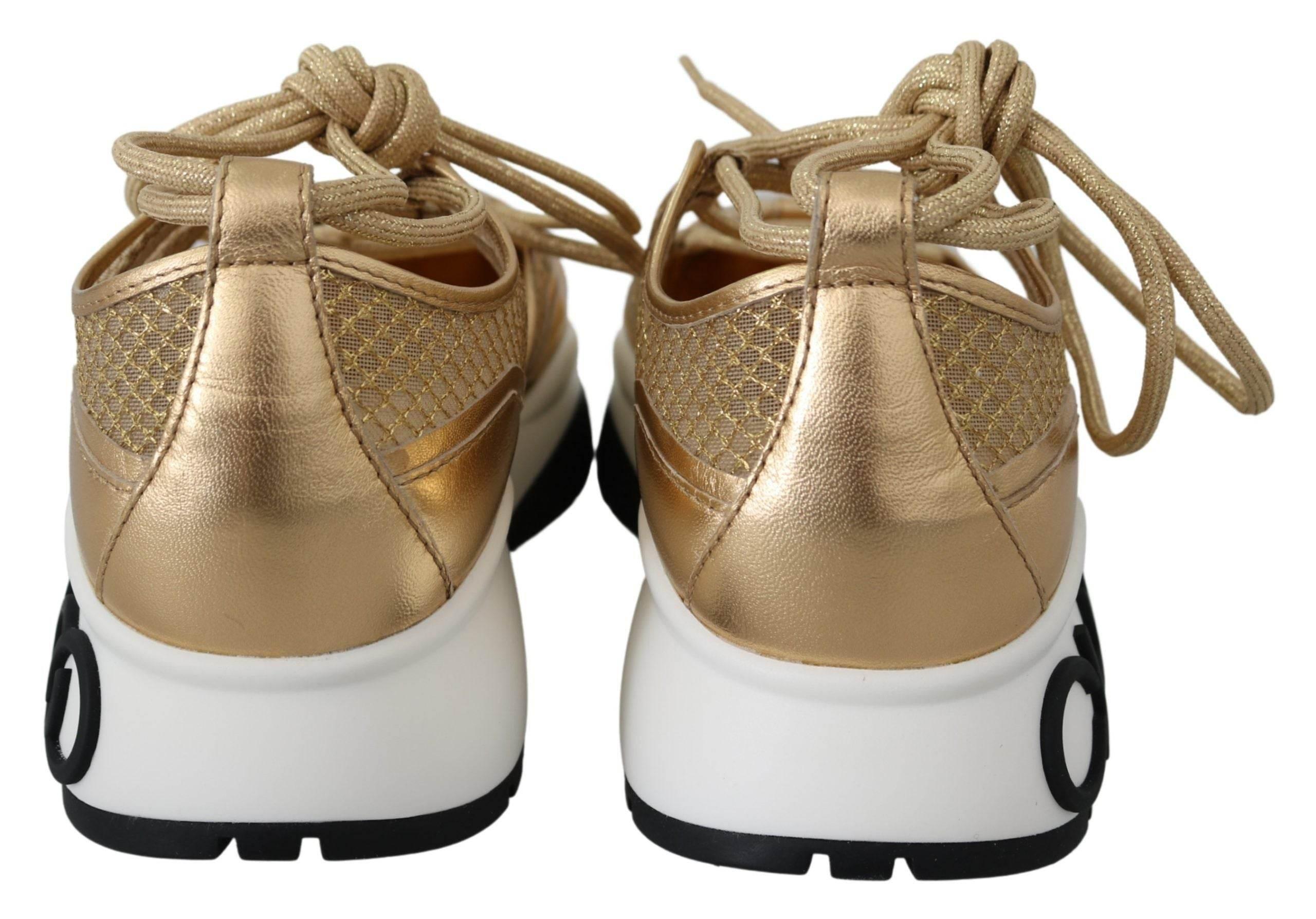 Jimmy Choo Golden Glamour Mesh Leather Sneakers - Hilstor