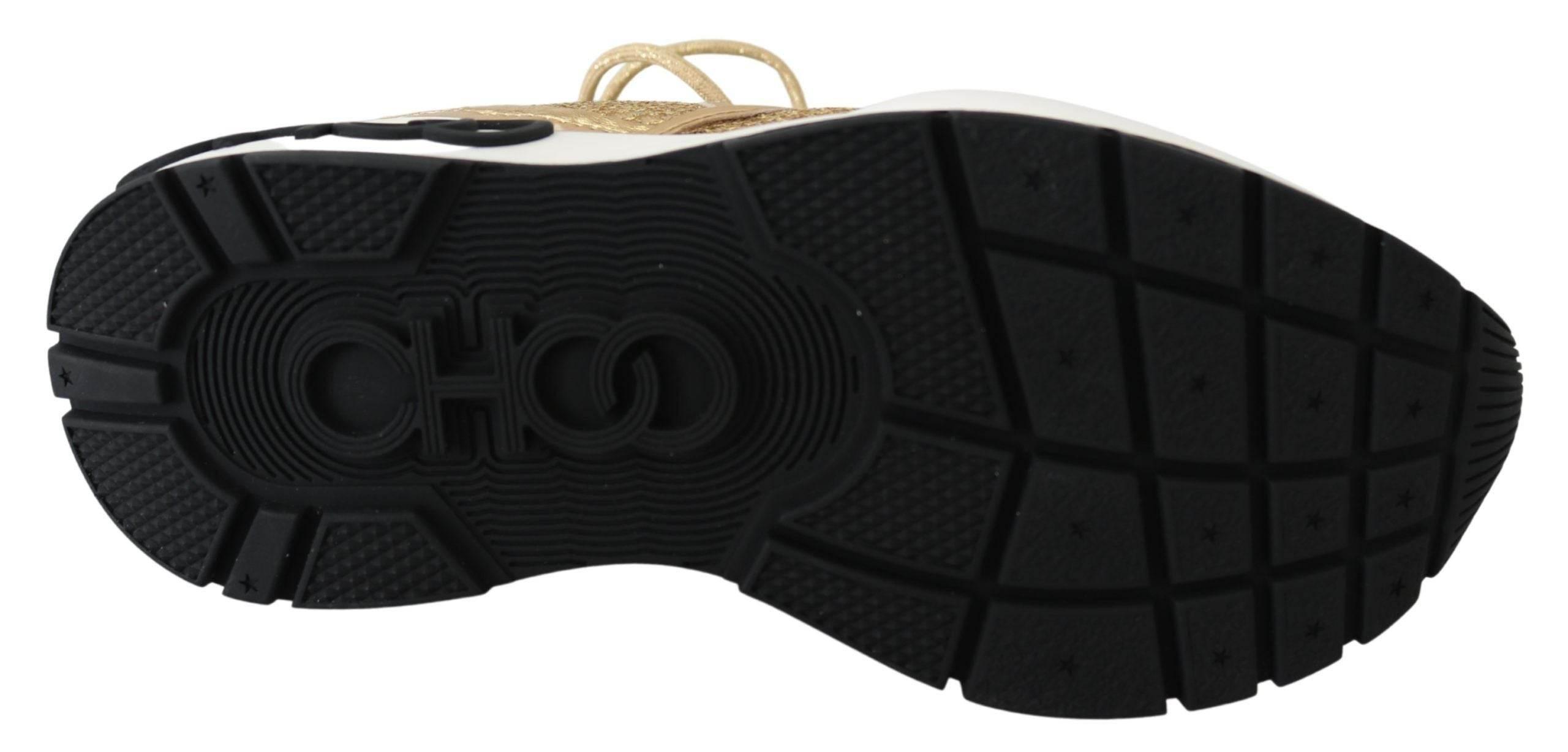 Jimmy Choo Golden Glamour Mesh Leather Sneakers - Hilstor