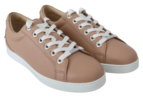 Jimmy Choo Powder Pink Nappa Leather Sneakers - Hilstor