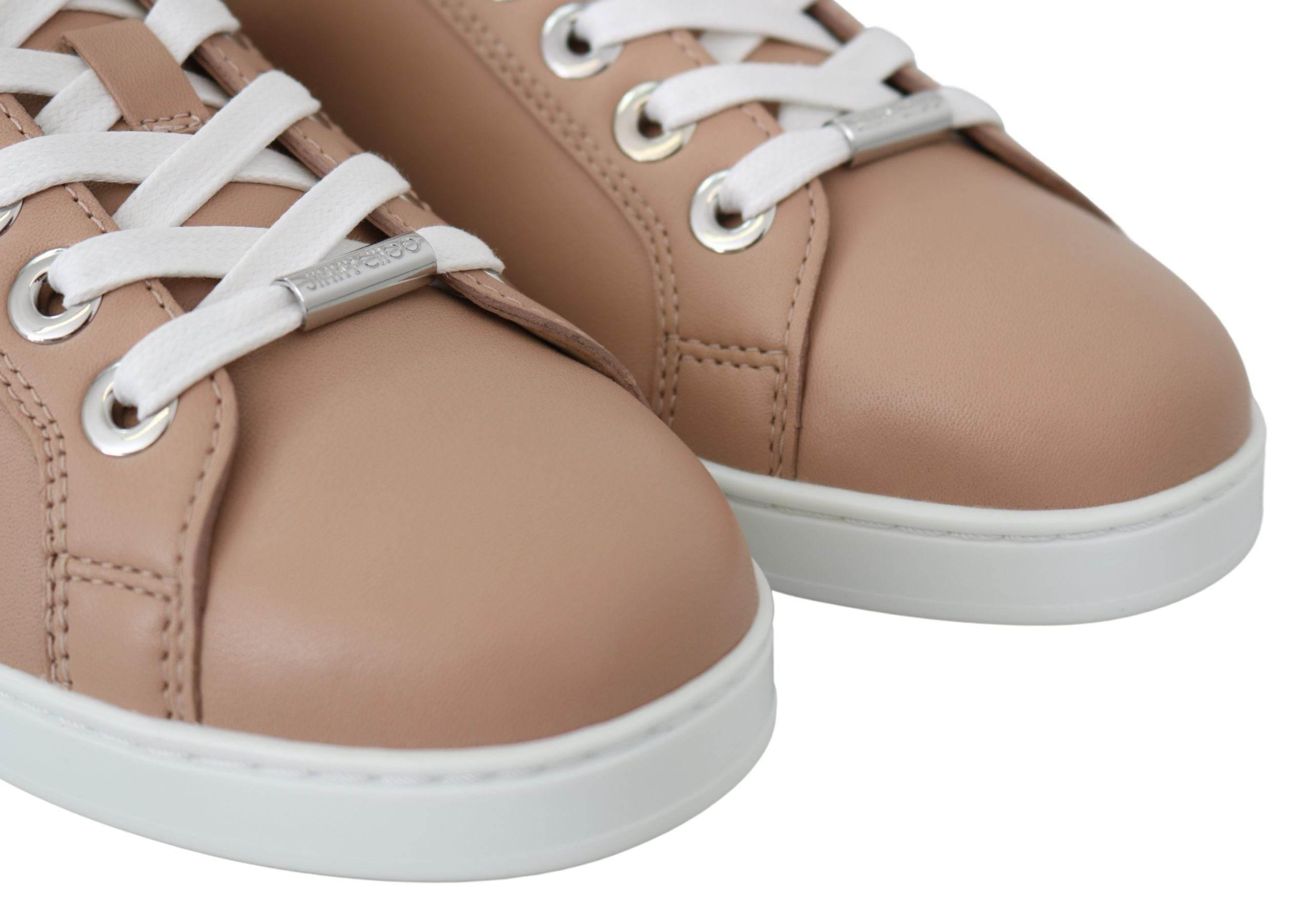 Jimmy Choo Powder Pink Nappa Leather Sneakers - Hilstor