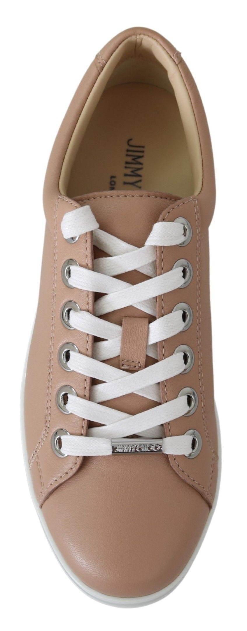 Jimmy Choo Powder Pink Nappa Leather Sneakers - Hilstor