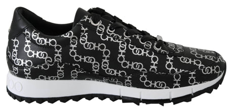 Jimmy Choo Elegant Black & Silver Leather Sneakers - Hilstor