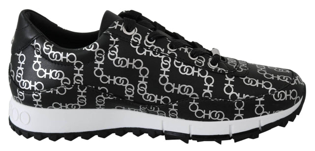 Jimmy Choo Elegant Black & Silver Leather Sneakers - Hilstor