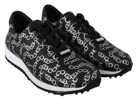 Jimmy Choo Elegant Black & Silver Leather Sneakers - Hilstor