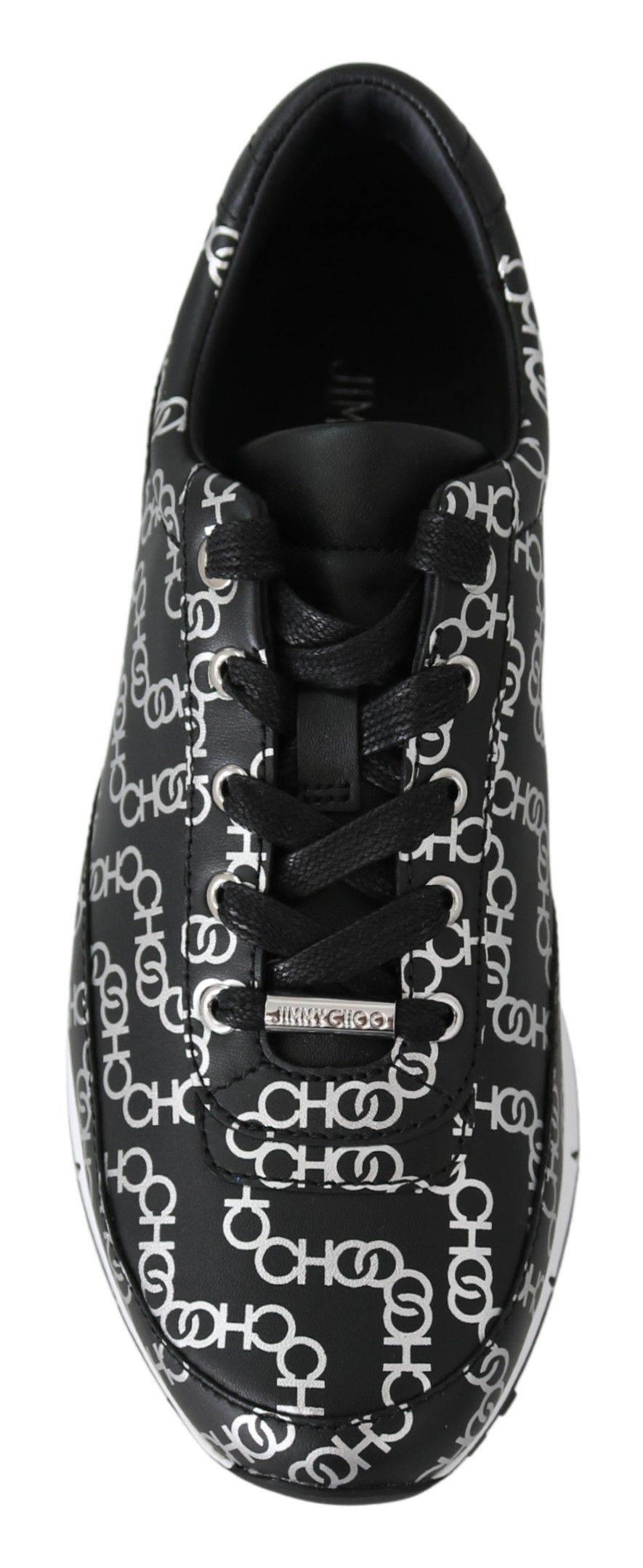 Jimmy Choo Elegant Black & Silver Leather Sneakers - Hilstor