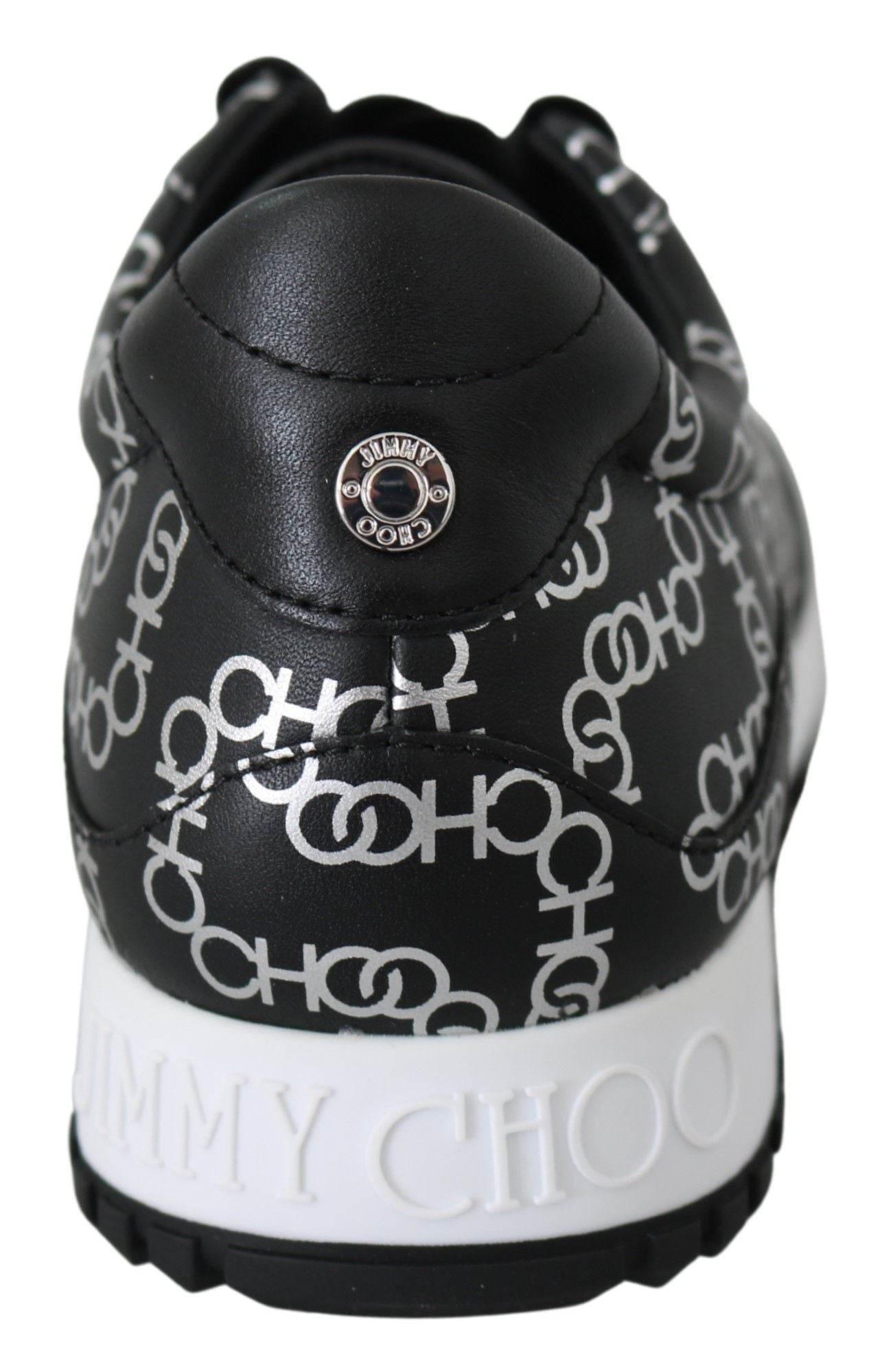 Jimmy Choo Elegant Black & Silver Leather Sneakers - Hilstor
