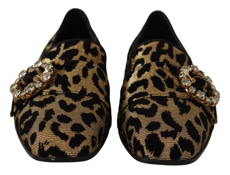 Dolce & Gabbana Elegant Leopard Crystal Gem Loafers - Hilstor