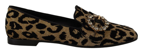 Dolce & Gabbana Elegant Leopard Crystal Gem Loafers - Hilstor