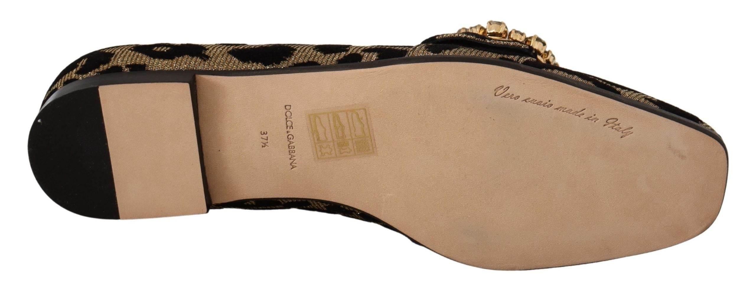 Dolce & Gabbana Elegant Leopard Crystal Gem Loafers - Hilstor