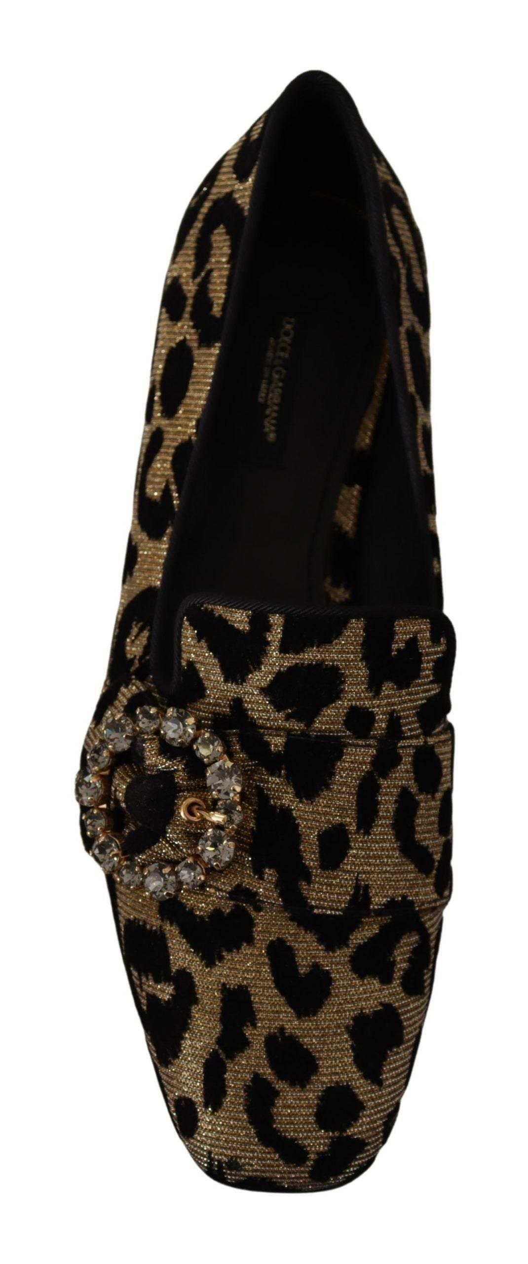Dolce & Gabbana Elegant Leopard Crystal Gem Loafers - Hilstor