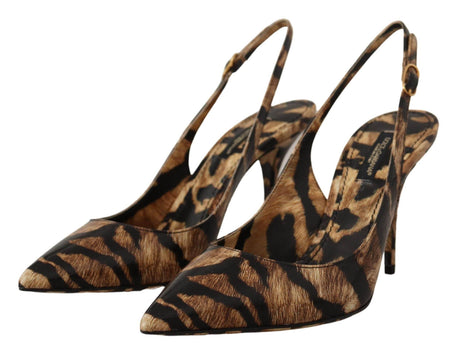 Dolce & Gabbana Tiger Pattern Slingback Heels Pumps - Hilstor