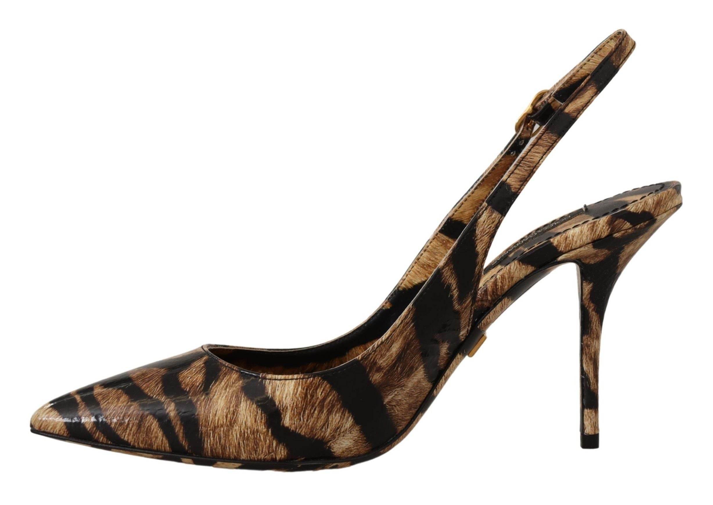 Dolce & Gabbana Tiger Pattern Slingback Heels Pumps - Hilstor