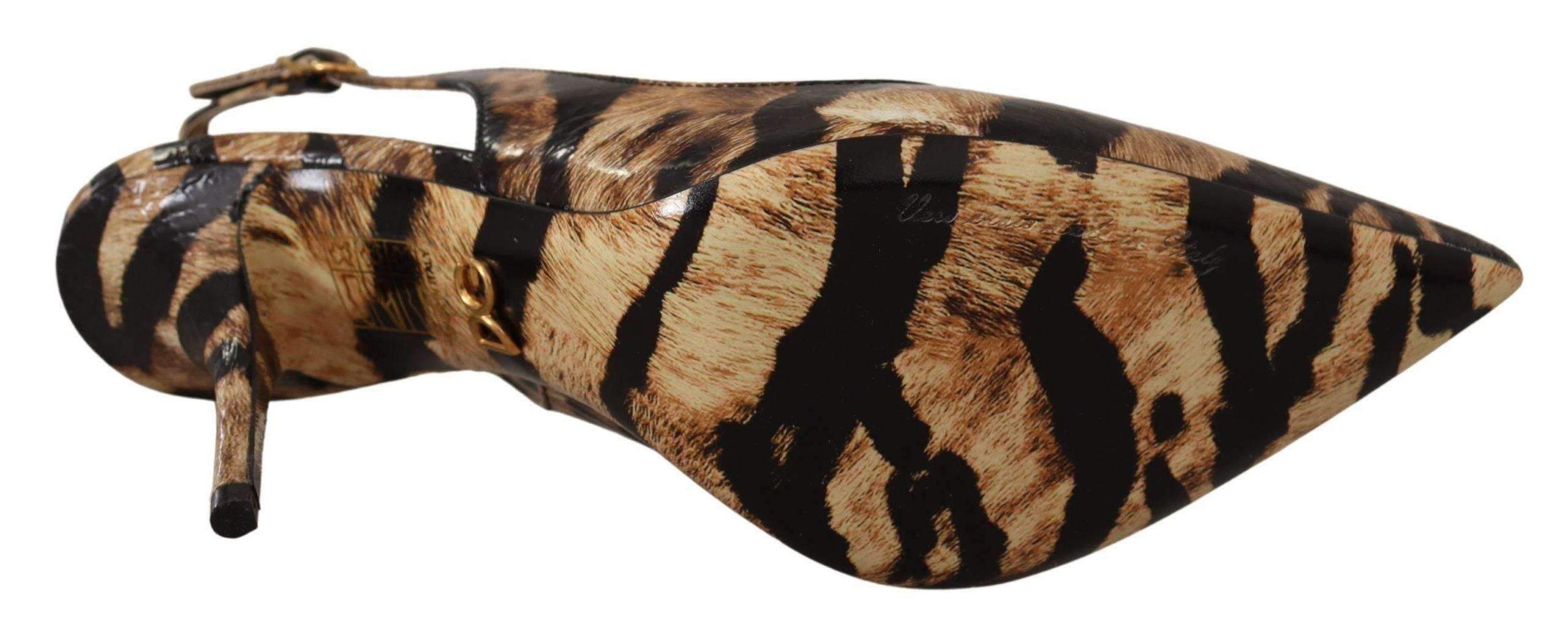 Dolce & Gabbana Tiger Pattern Slingback Heels Pumps - Hilstor