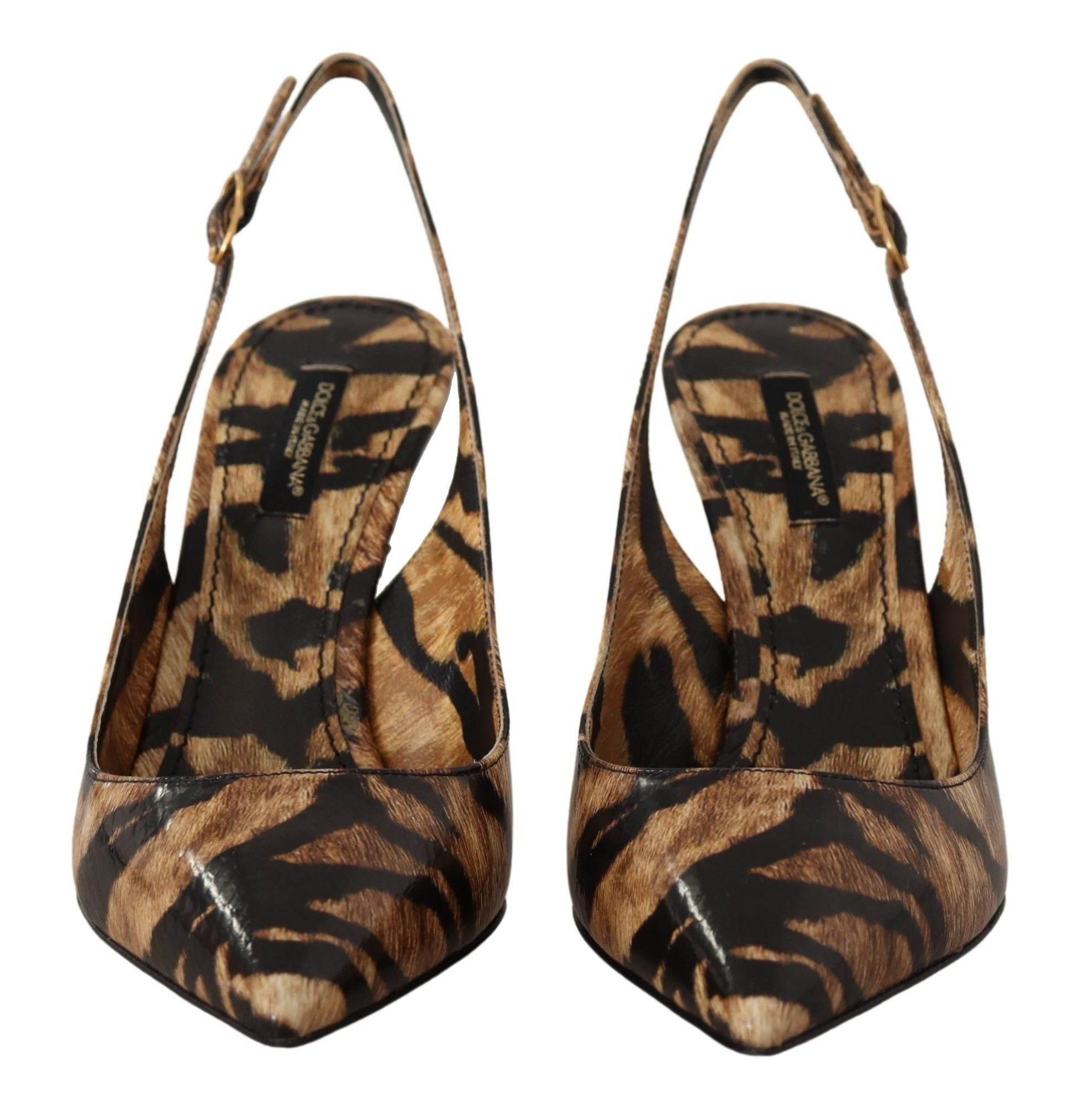 Dolce & Gabbana Tiger Pattern Slingback Heels Pumps - Hilstor