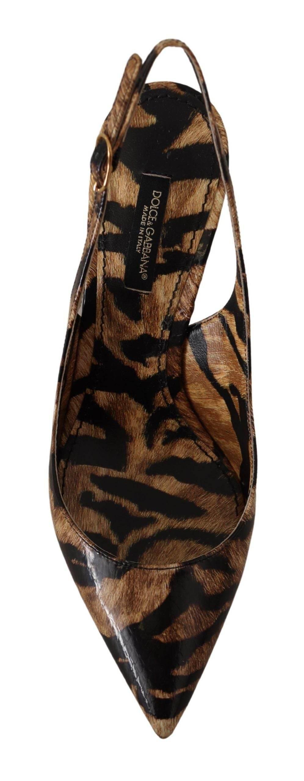 Dolce & Gabbana Tiger Pattern Slingback Heels Pumps - Hilstor