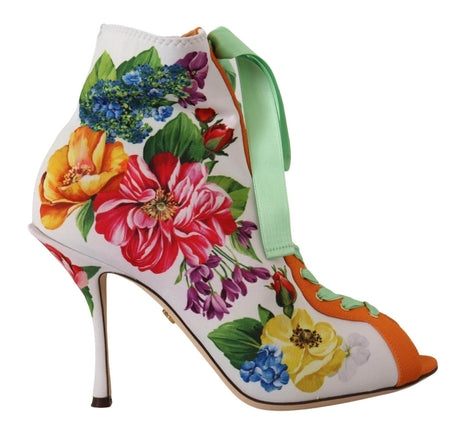 Dolce & Gabbana Floral Open Toe Jersey Heels - Hilstor