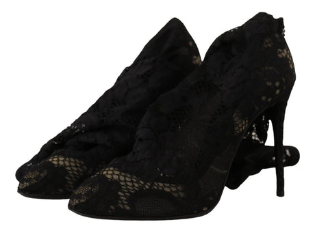 Dolce & Gabbana Elegant Stretch Sock Boots in Sleek Black - Hilstor