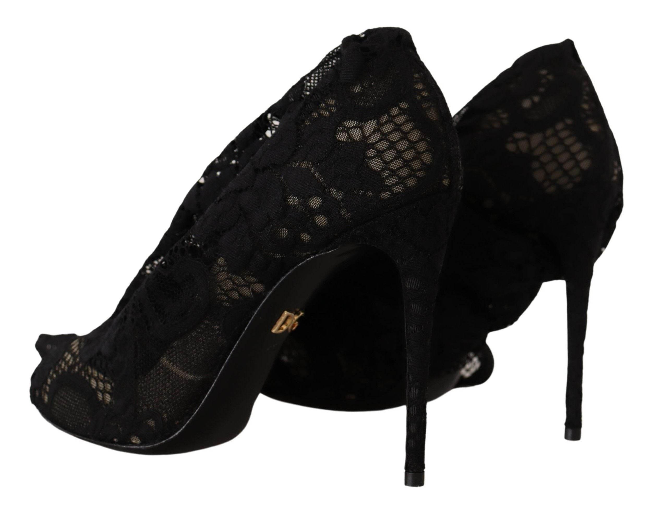 Dolce & Gabbana Elegant Stretch Sock Boots in Sleek Black - Hilstor