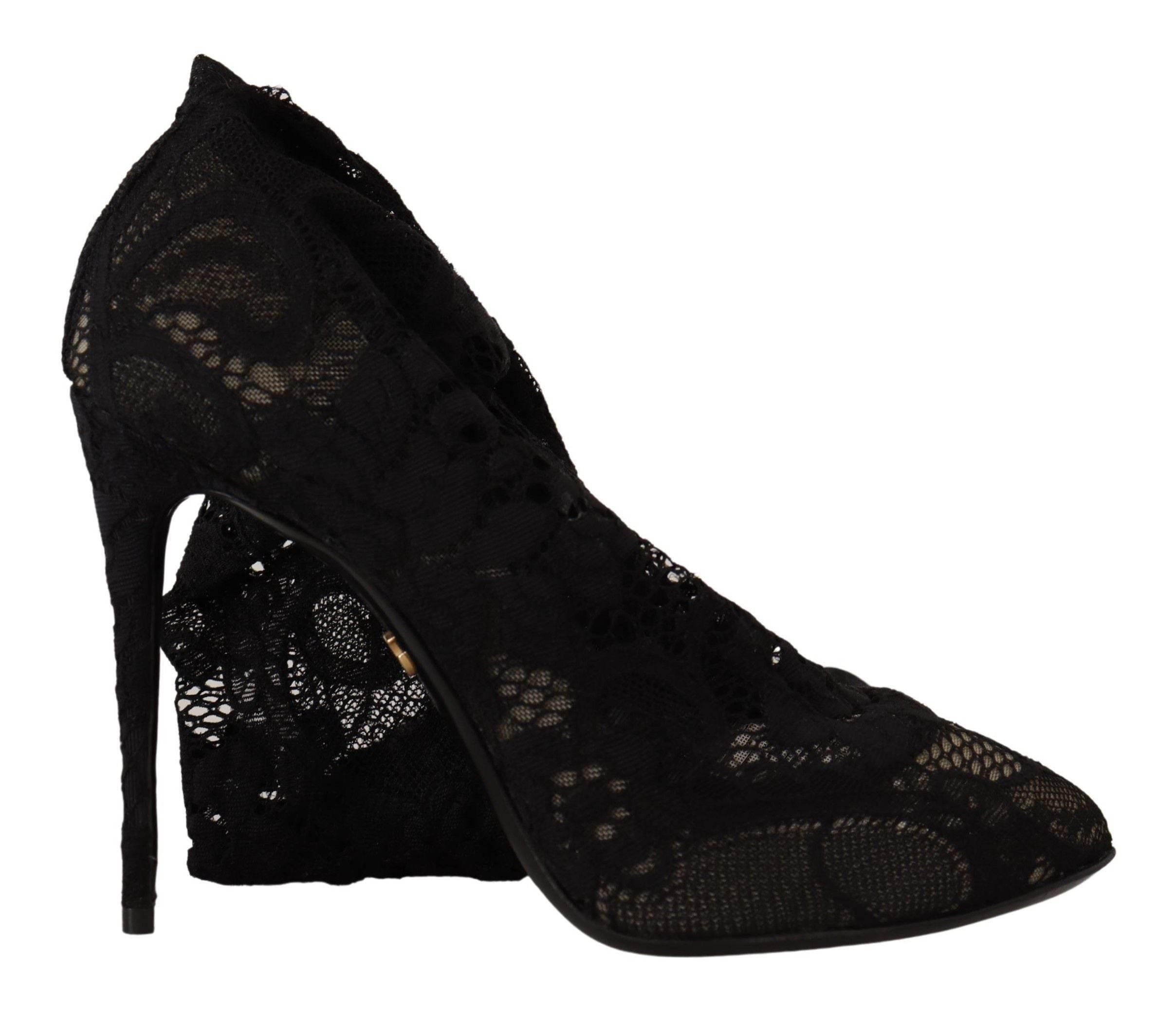 Dolce & Gabbana Elegant Stretch Sock Boots in Sleek Black - Hilstor