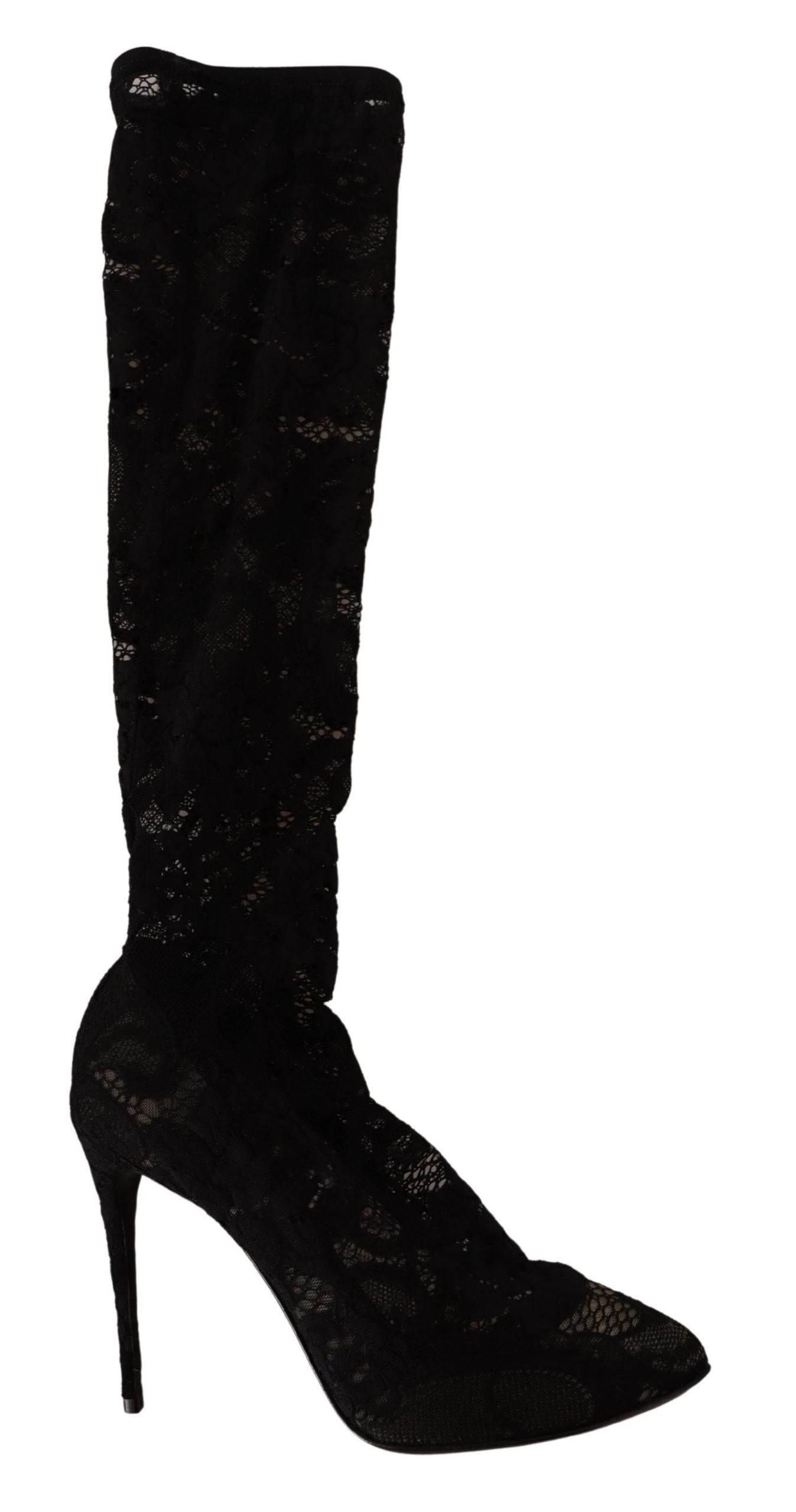 Dolce & Gabbana Elegant Stretch Sock Boots in Sleek Black - Hilstor