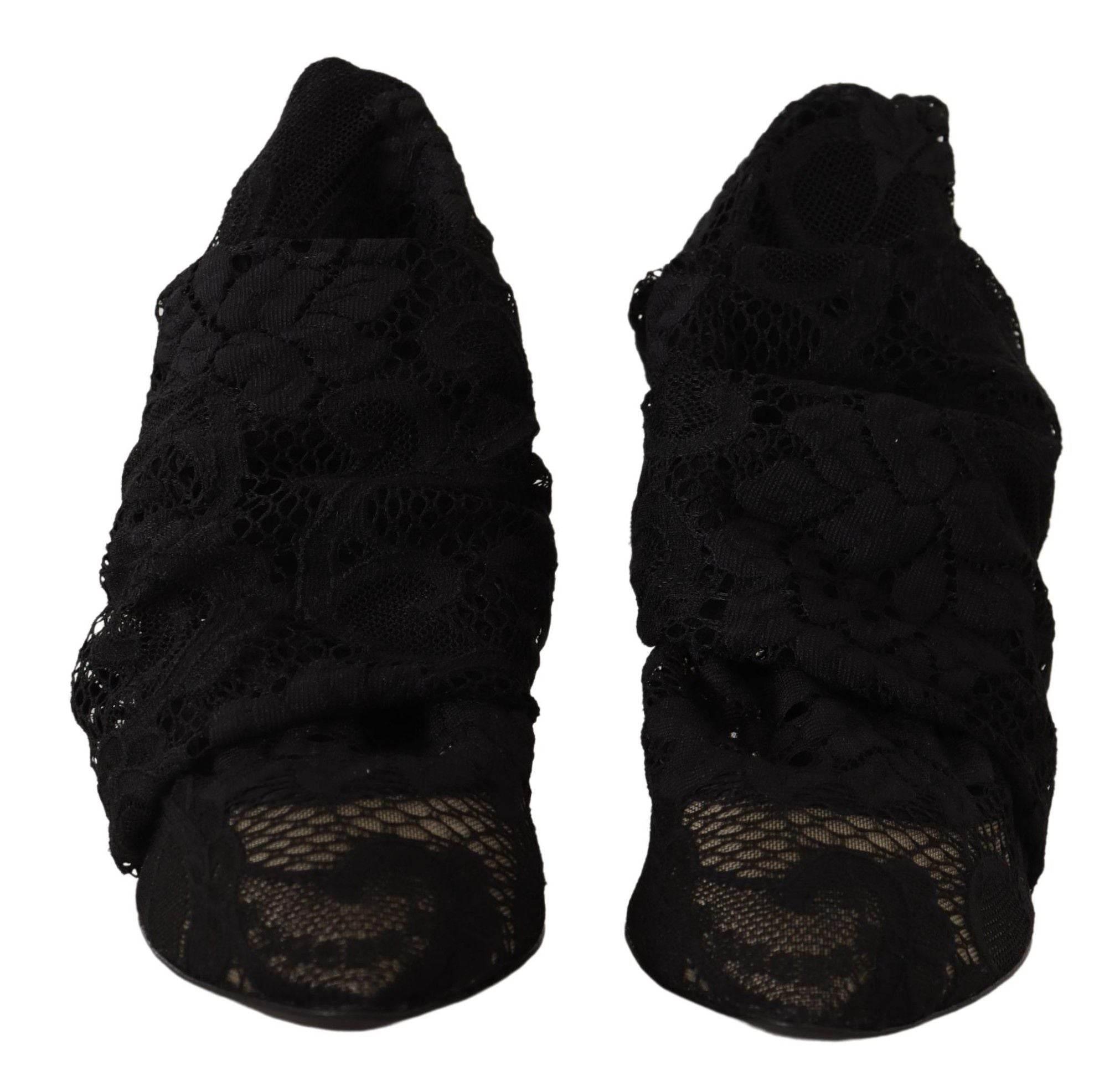 Dolce & Gabbana Elegant Stretch Sock Boots in Sleek Black - Hilstor