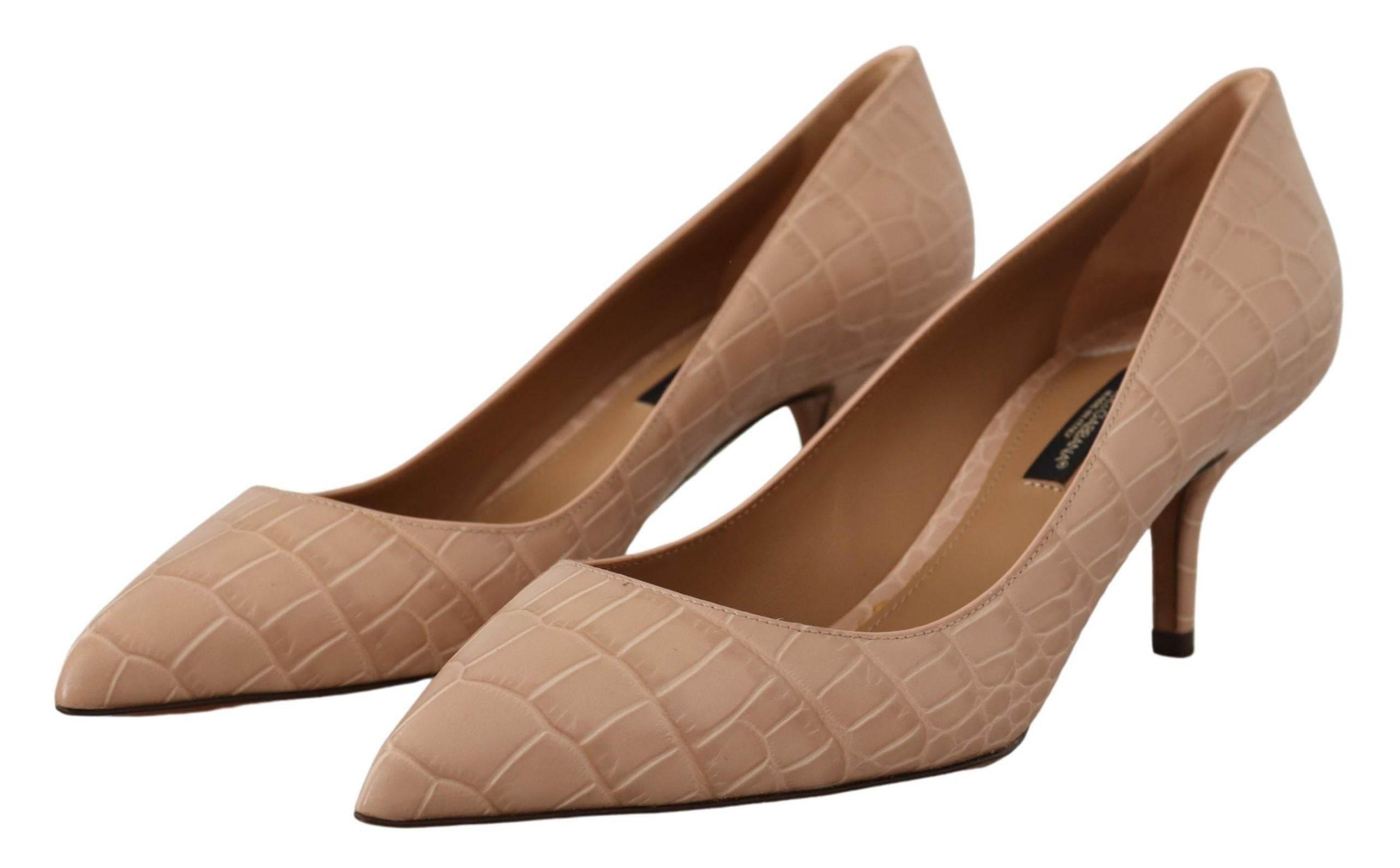 Dolce & Gabbana Elegant Beige Leather Pumps - Hilstor