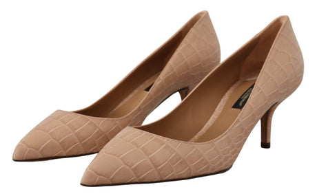 Dolce & Gabbana Elegant Beige Leather Pumps - Hilstor
