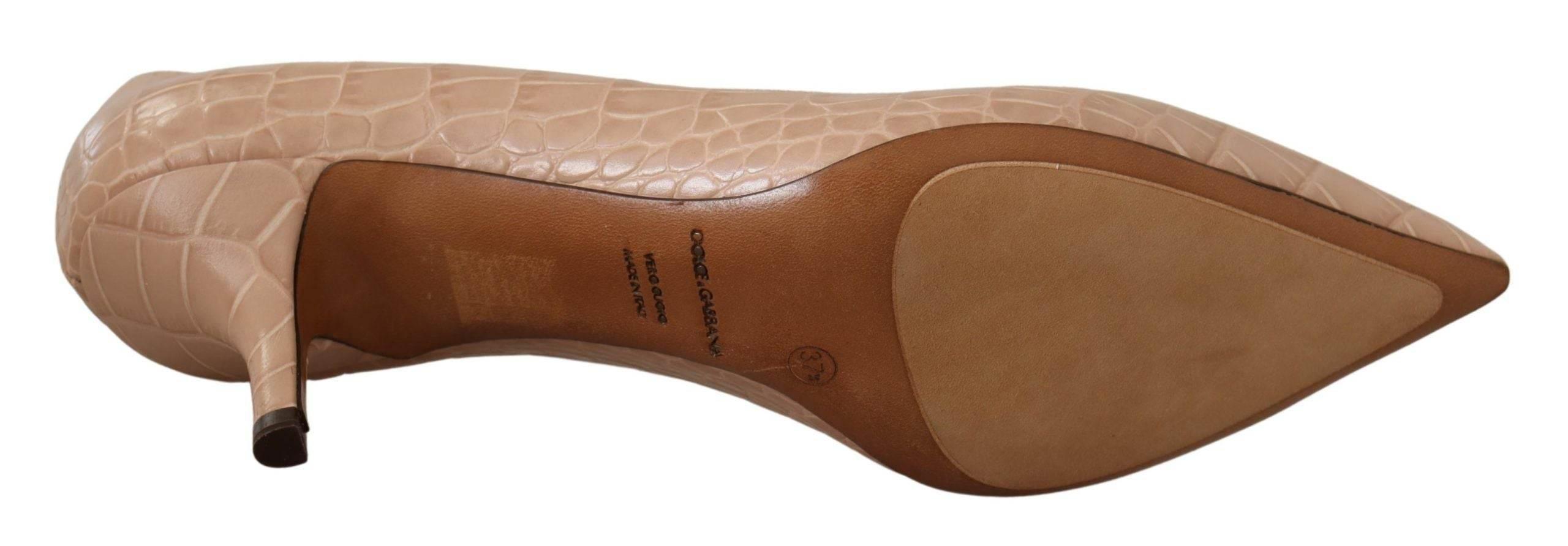 Dolce & Gabbana Elegant Beige Leather Pumps - Hilstor