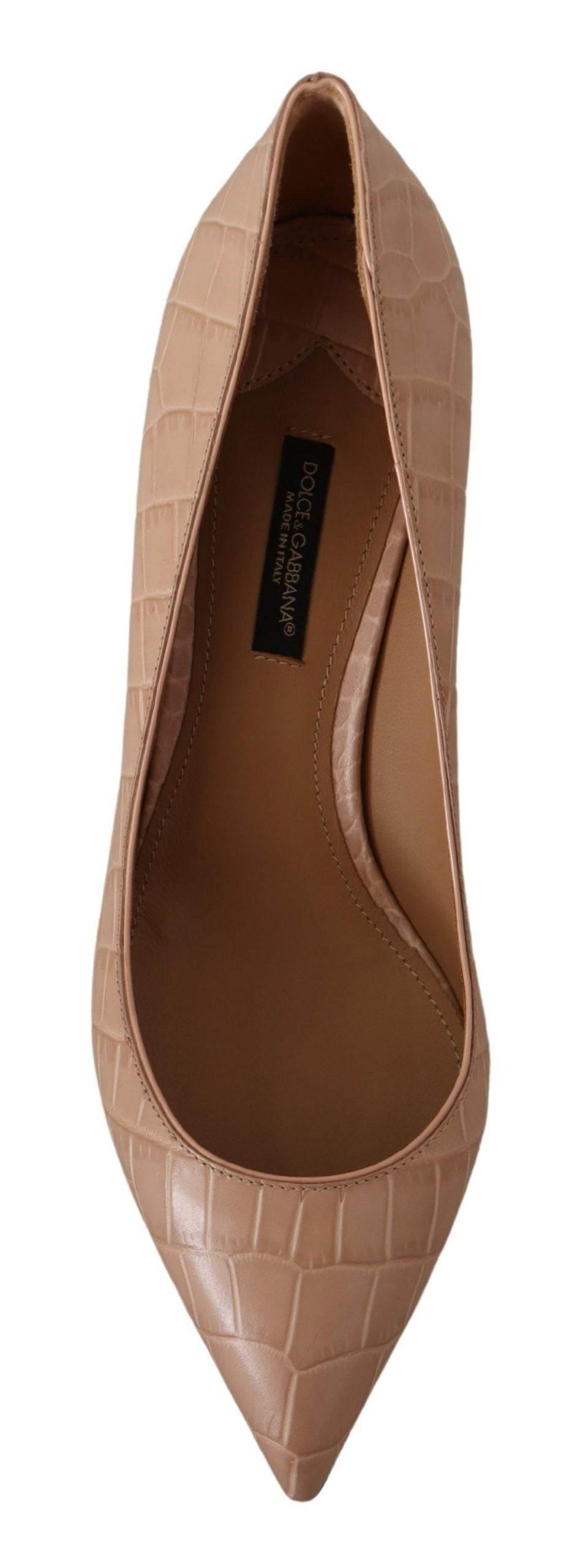 Dolce & Gabbana Elegant Beige Leather Pumps - Hilstor