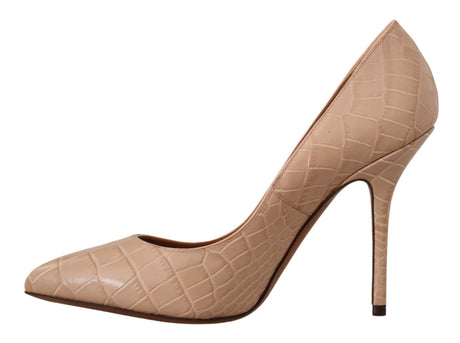 Dolce & Gabbana Elegant Beige Nude Leather Pumps - Hilstor