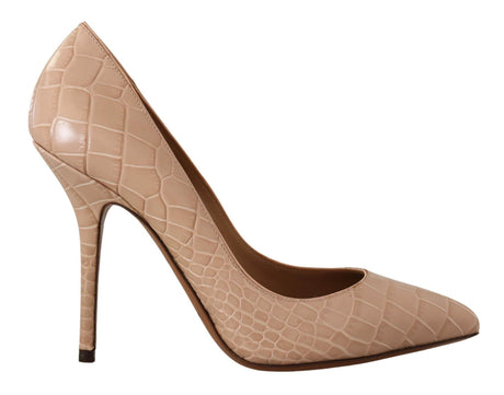 Dolce & Gabbana Elegant Beige Nude Leather Pumps - Hilstor