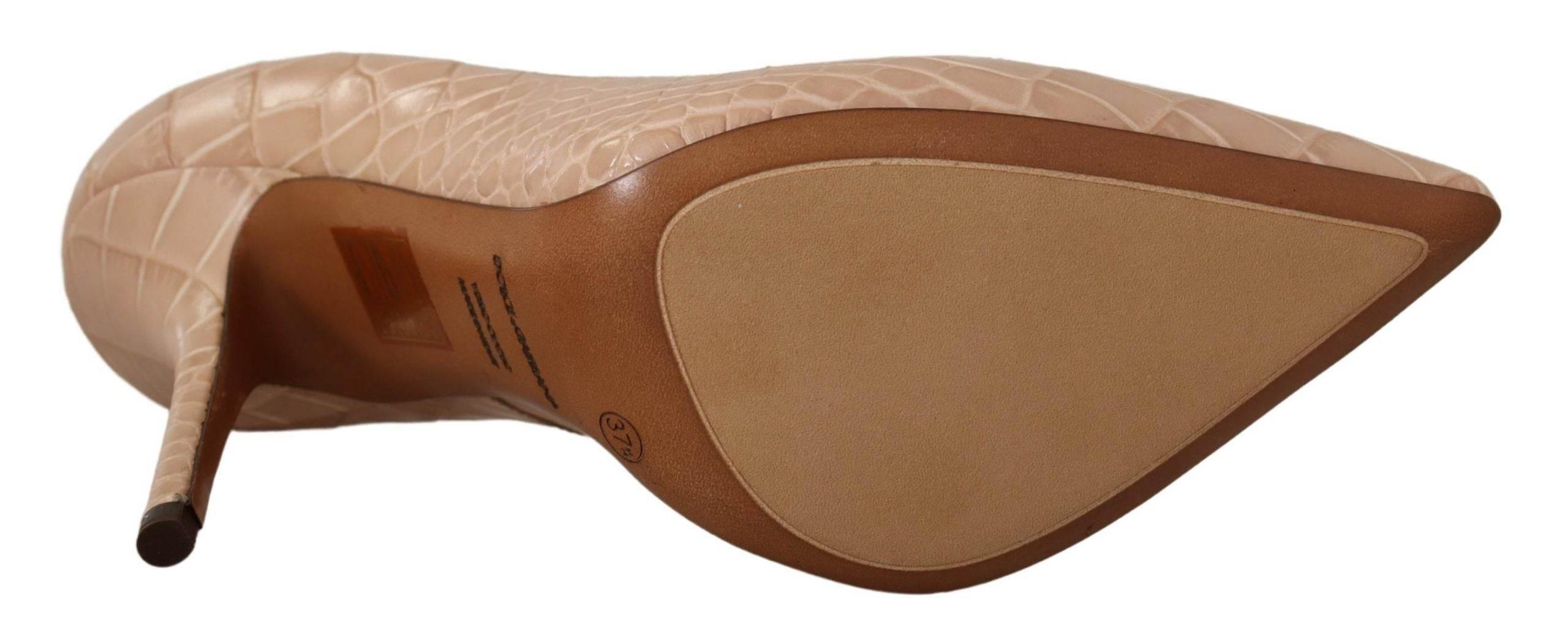 Dolce & Gabbana Elegant Beige Nude Leather Pumps - Hilstor