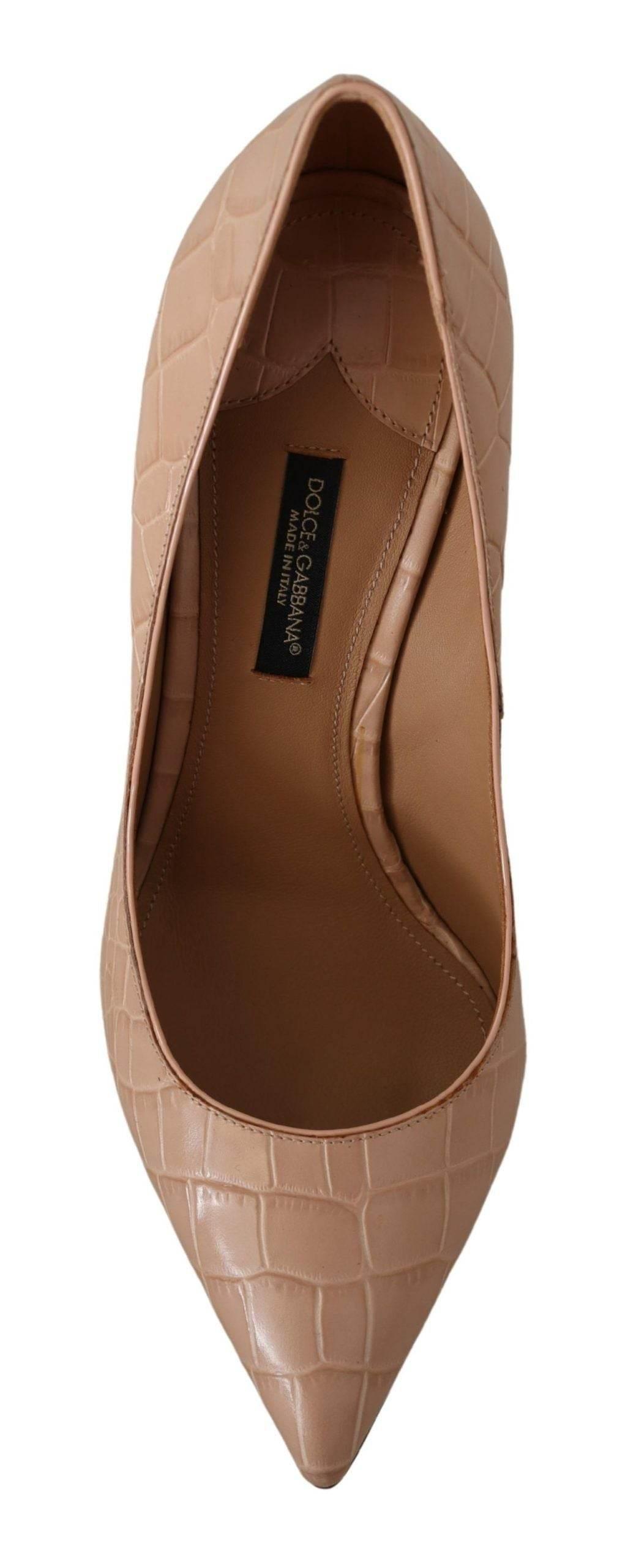 Dolce & Gabbana Elegant Beige Nude Leather Pumps - Hilstor