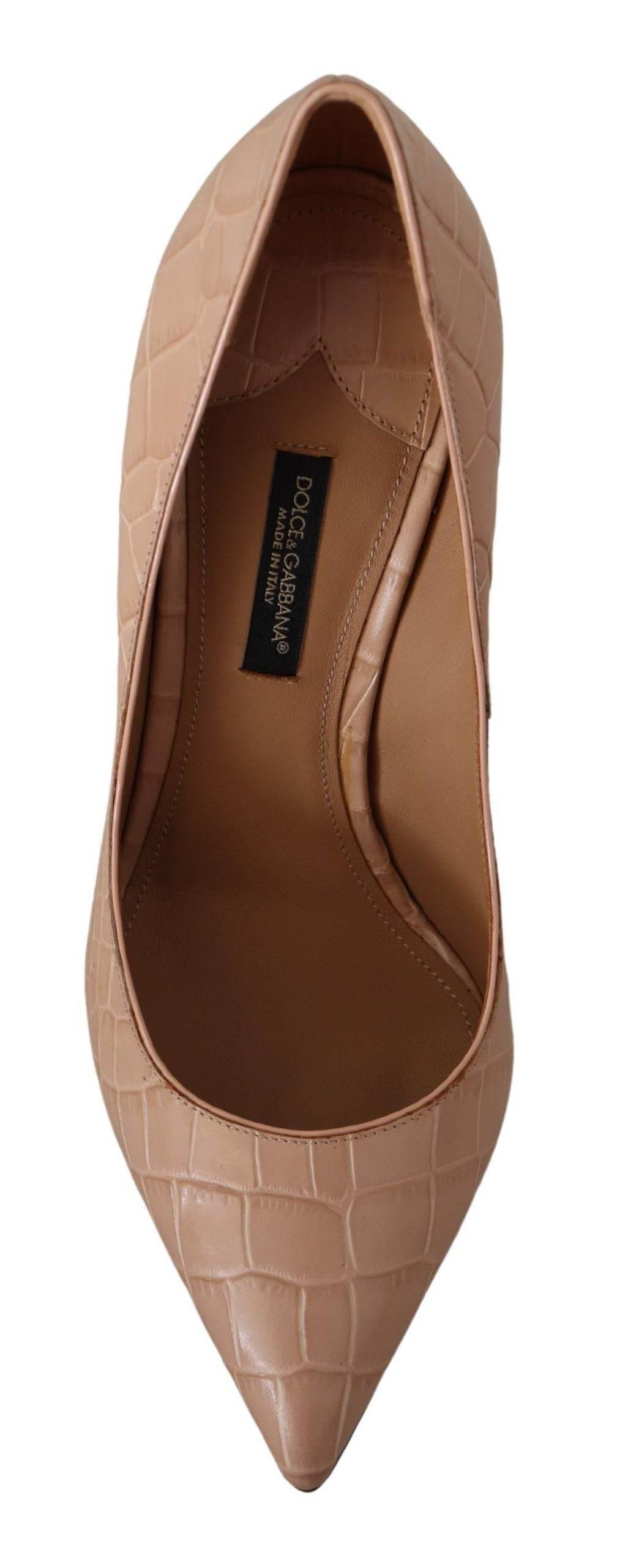 Dolce & Gabbana Elegant Beige Nude Leather Pumps - Hilstor